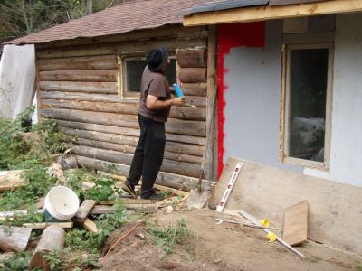 Bill Frey Cutting New Window in Log Cabin (6)